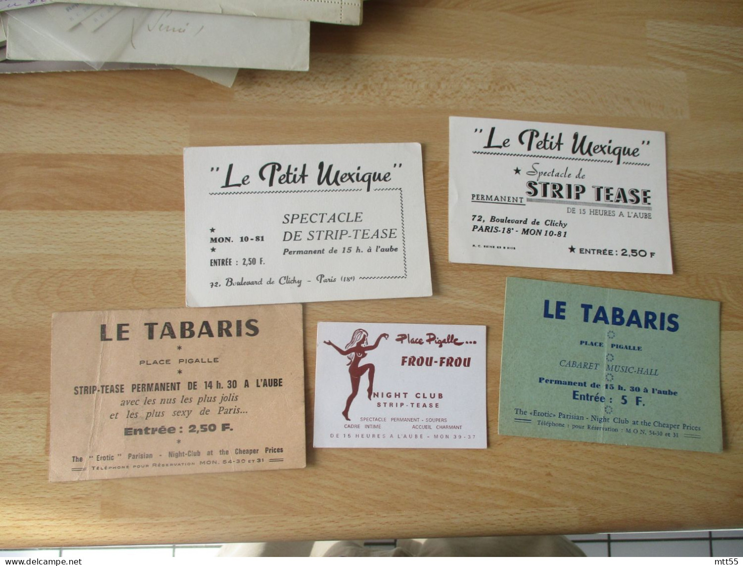 STRIP TEASE CABARET PARIS LOT DE 5 CARTE PUBLICITE - Advertising