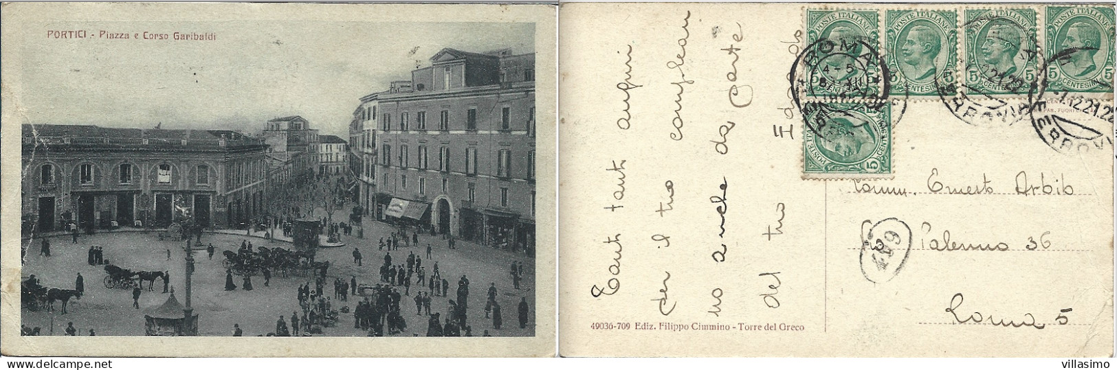 Campania - Napoli - Portici - Piazza E Corso Garibaldi - V. 1922 - Portici