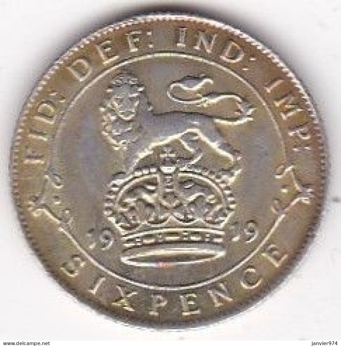 Grande Bretagne. 6 Pence 1919. George V, En Argent, KM# 815a, UNC - H. 6 Pence