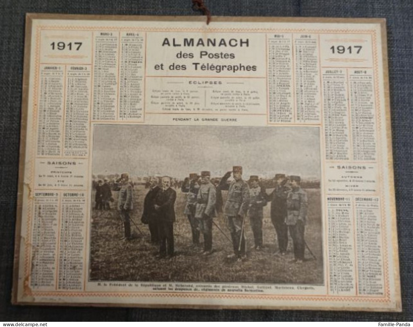 Calendrier PTT ALMANACH 1917 Des Postes Et Télégraphes 45 Loiret - Pendant La Grande Guerre - Oberthur - Tamaño Grande : 1901-20