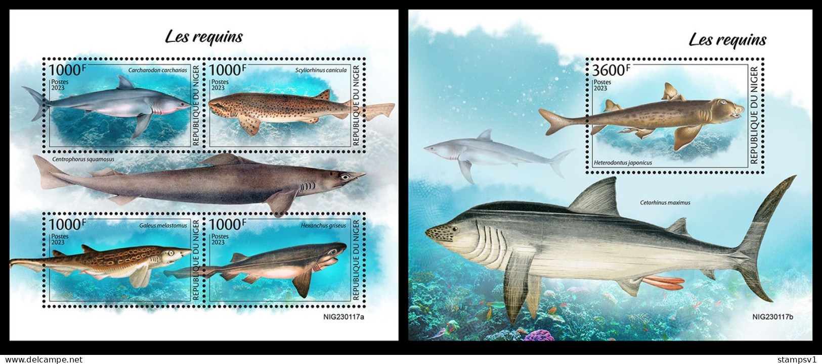 Niger  2023 Sharks. (117) OFFICIAL ISSUE - Vissen