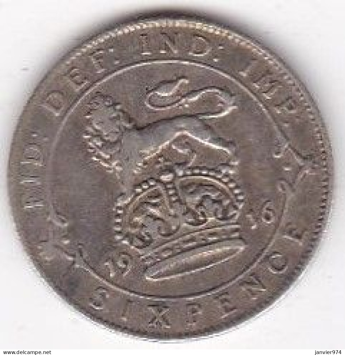 Grande Bretagne. 6 Pence 1916. George V,  En Argent, KM# 815a, Superbe - H. 6 Pence