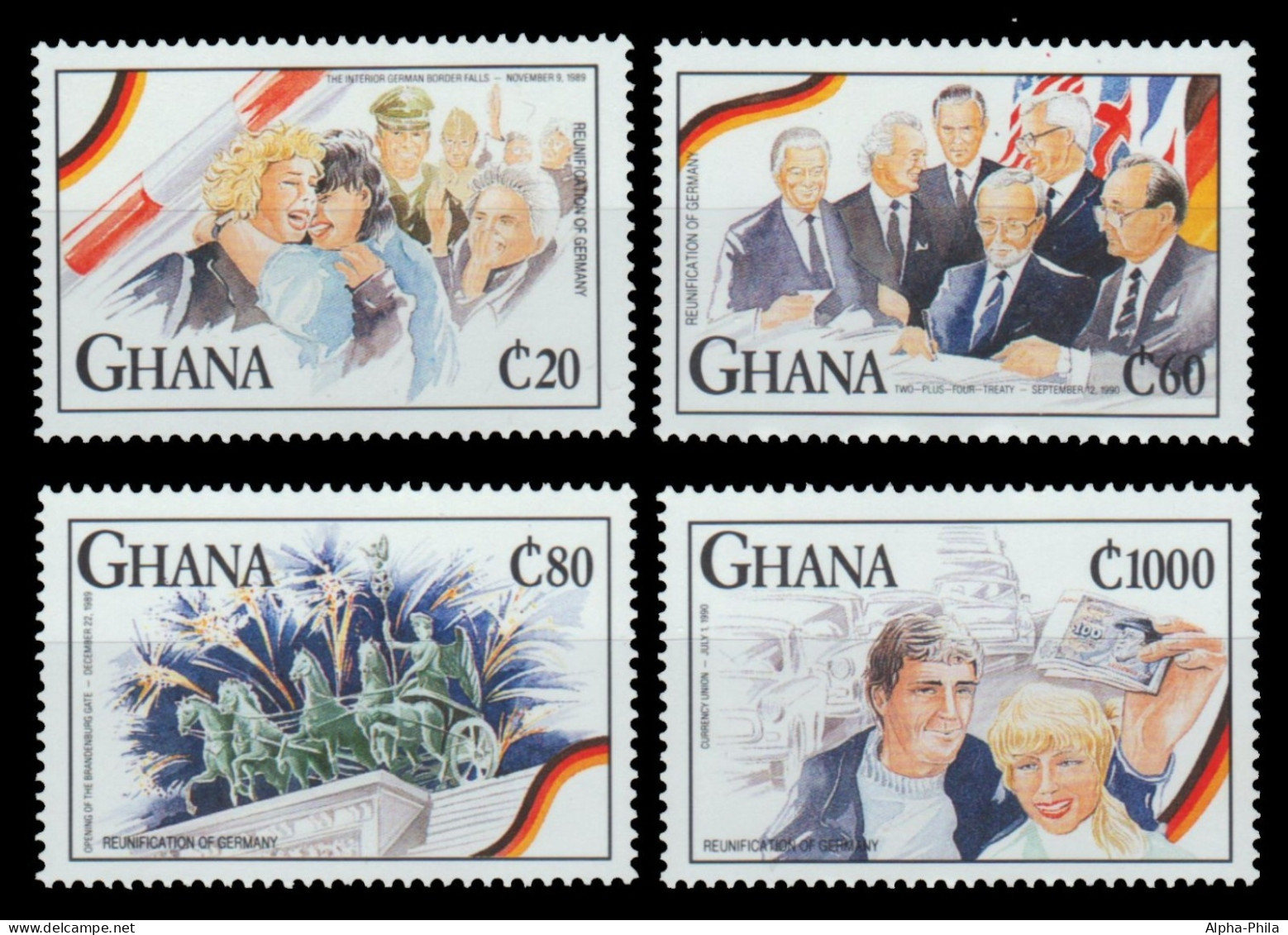 Ghana 1992 - Mi-Nr. 1641-1644 ** - MNH - Wiedervereinigung Deutschlands - Ghana (1957-...)