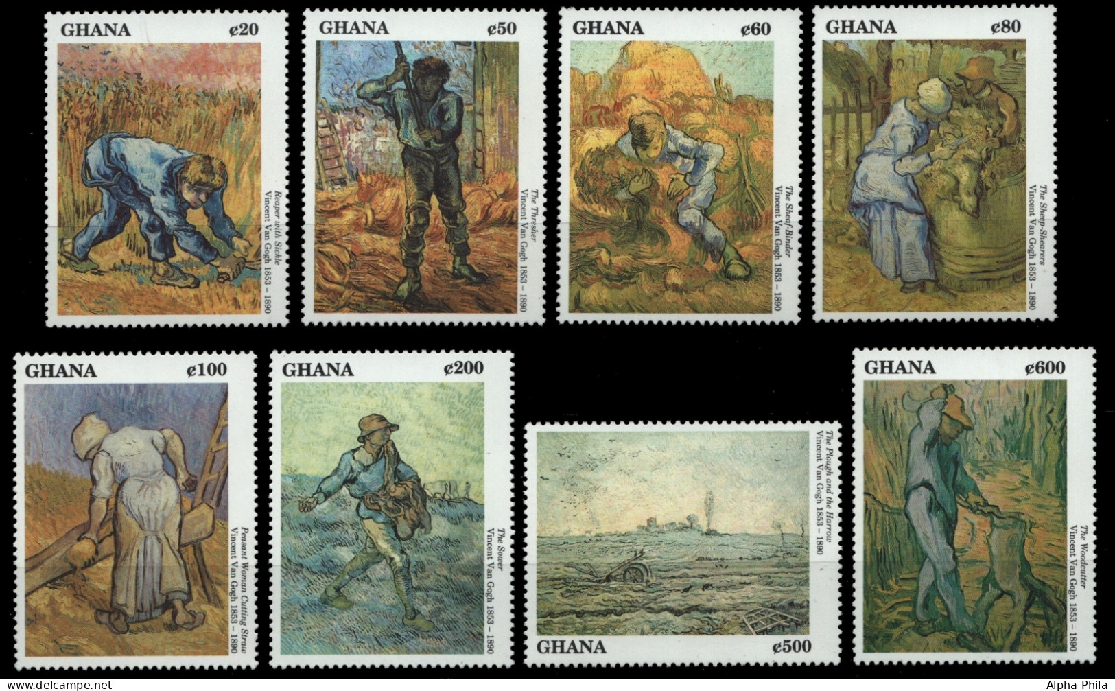 Ghana 1991 - Mi-Nr. 1533-1540 ** - MNH - Gemälde - Van Gogh - Ghana (1957-...)