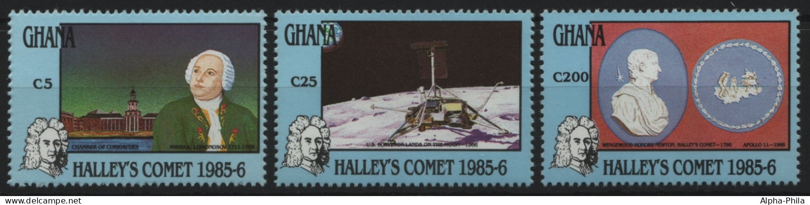 Ghana 1987 - Mi-Nr. 1156-1158 ** - MNH - Raumfahrt / Space - Halley - Ghana (1957-...)