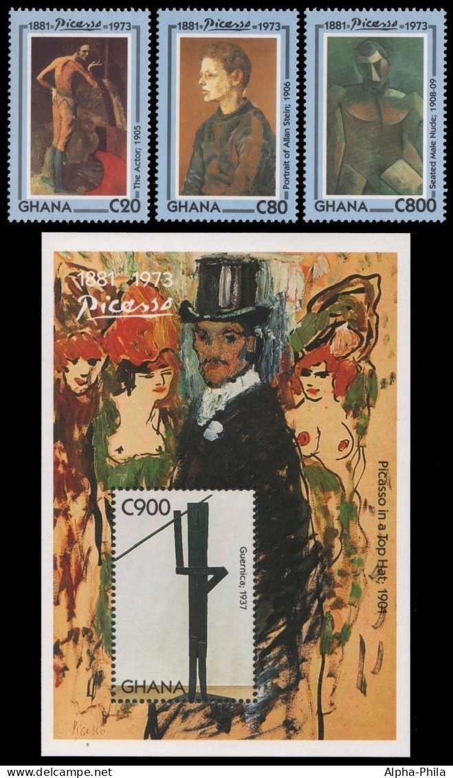 Ghana 1993 - Mi-Nr. 1877-1879 & Block 233 ** - MNH - Pablo Picasso - Ghana (1957-...)