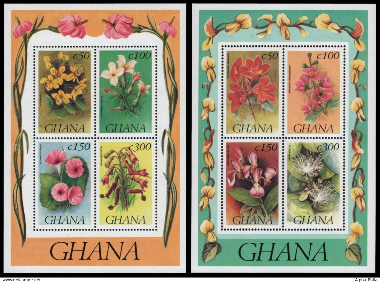 Ghana 1993 - Mi-Nr. Block 211-212 ** - MNH - Blumen / Flowers - Ghana (1957-...)