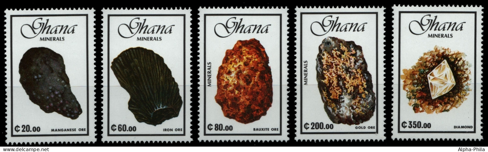 Ghana 1991 - Mi-Nr. 1472-1476 ** - MNH - Mineralien / Minerals - Ghana (1957-...)