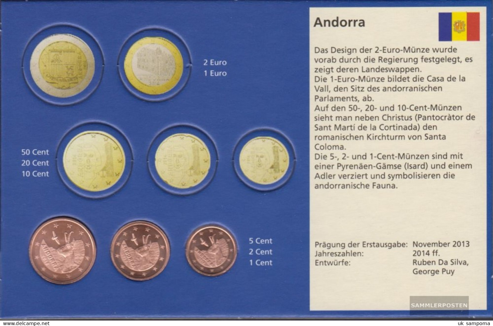 Andorra AND1- 3 2018 Stgl./unzirkuliert Stgl./unzirkuliert 2018 Kursmünzen 1, 2 And 5 Cent - Andorra
