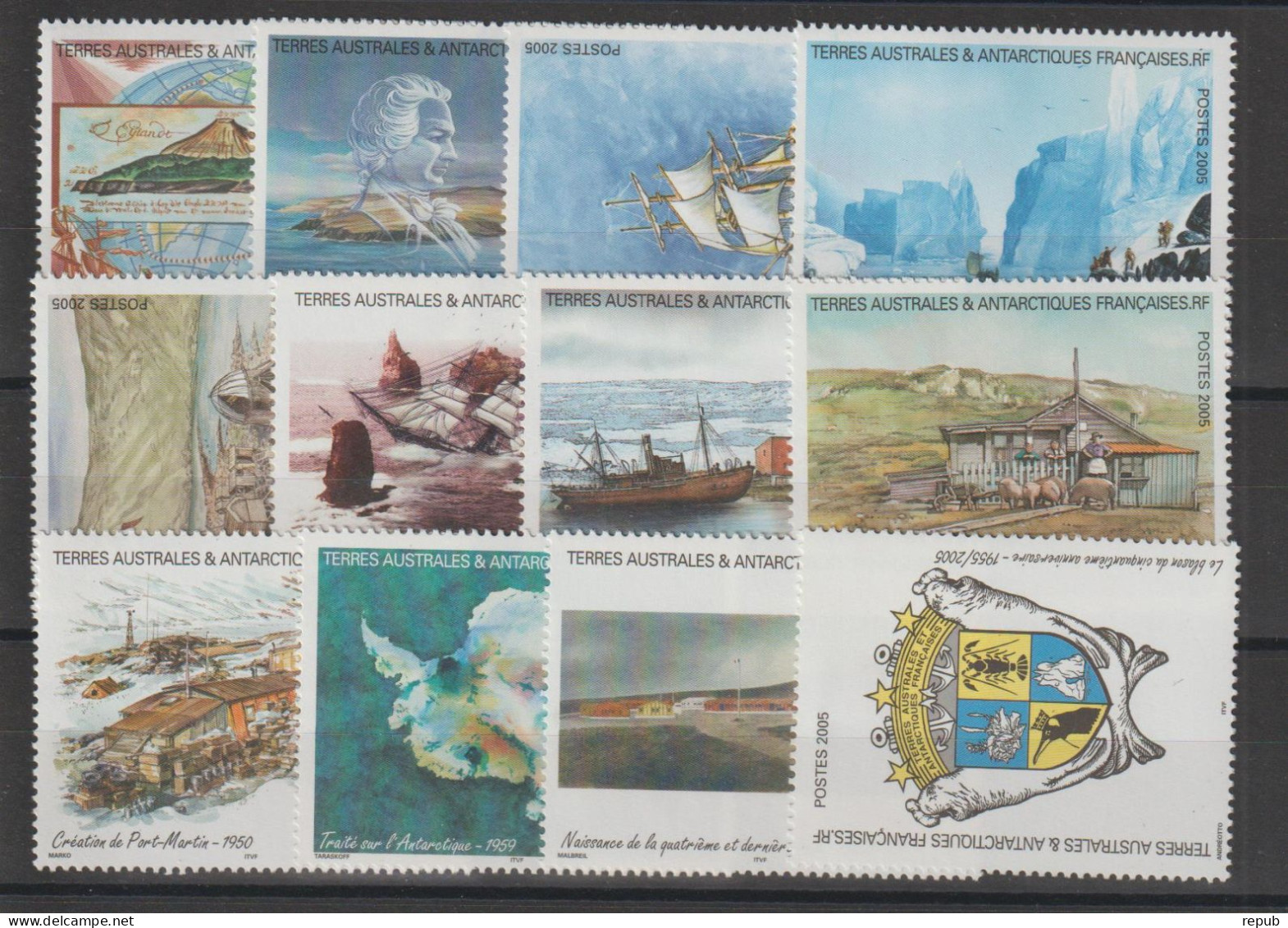 TAAF 2005 Timbres Issus Du Carnet De Voyage 418-429A, 12 Val ** MNH - Neufs