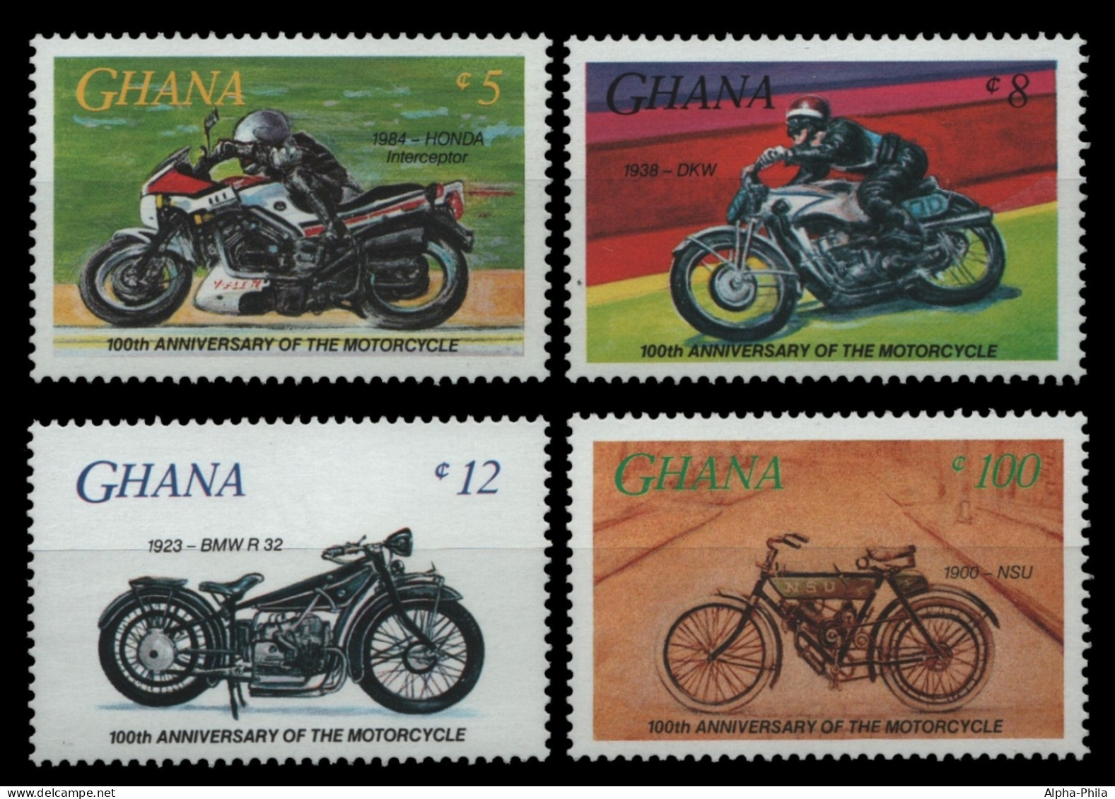 Ghana 1985 - Mi-Nr. 1102-1105 ** - MNH - Motorrad / Motor Bikes - Ghana (1957-...)