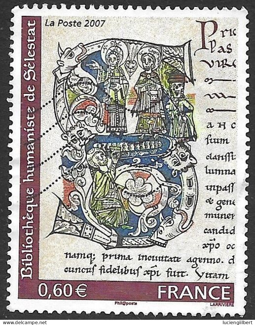 TIMBRE N° 4013   -  TABLEAU BIBLIOTHEQUE HUMANISTE DE SELESTAT -  OBLITERE  -  2007 - Usados