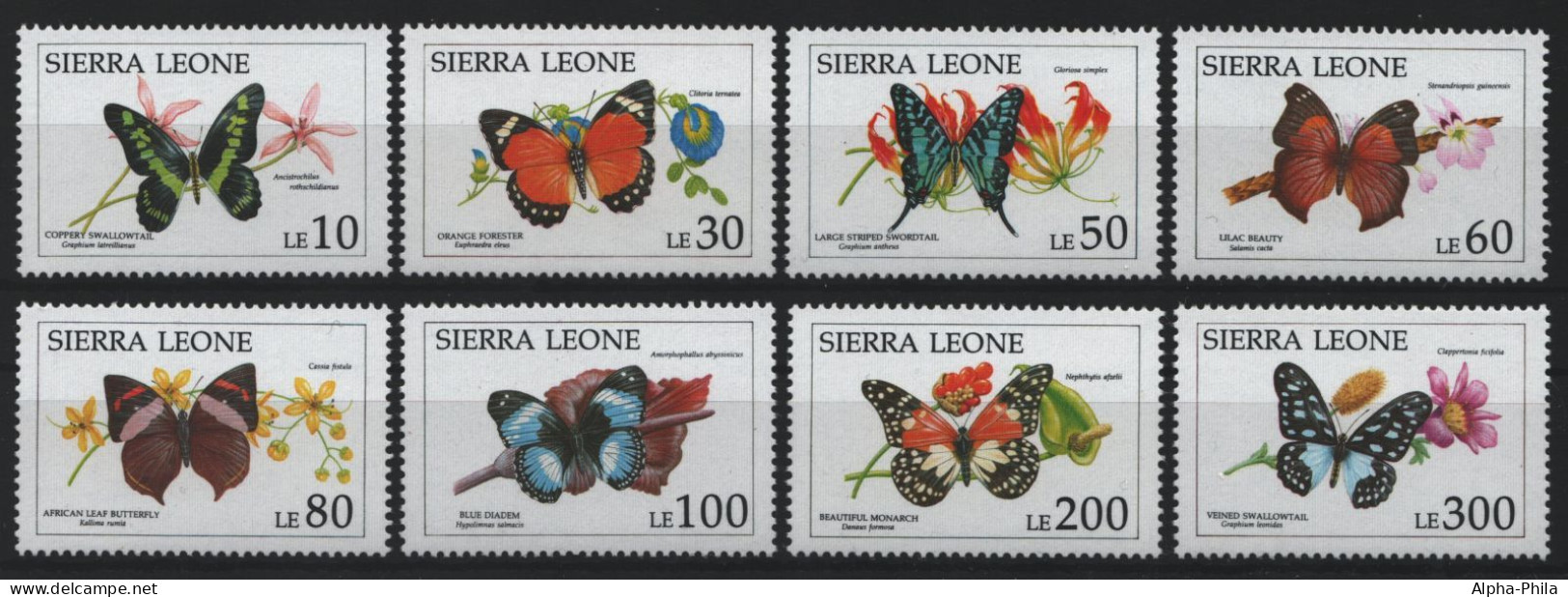 Sierra Leone 1991 - Mi-Nr. 1651-1658 ** - MNH - Schmetterlinge / Butterflies - Sierra Leona (1961-...)