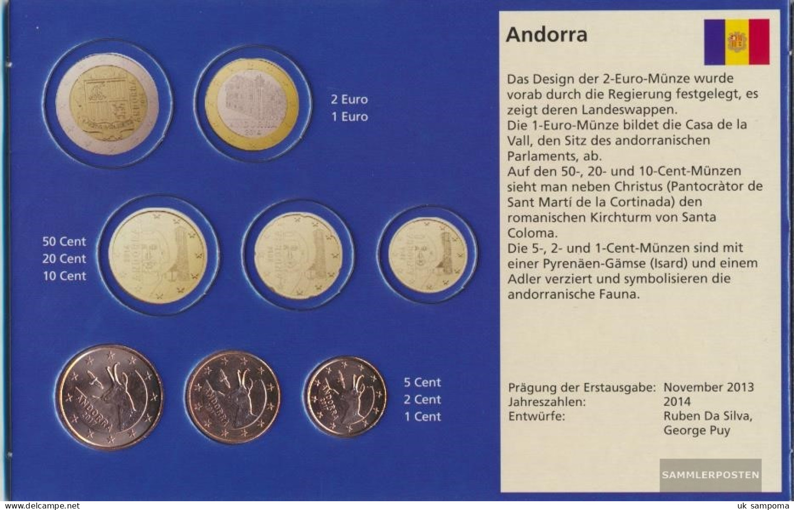 Andorra AND1- 3 2017 Stgl./unzirkuliert Stgl./unzirkuliert 2017 Kursmünzen 1, 2 And 5 Cent - Andorre