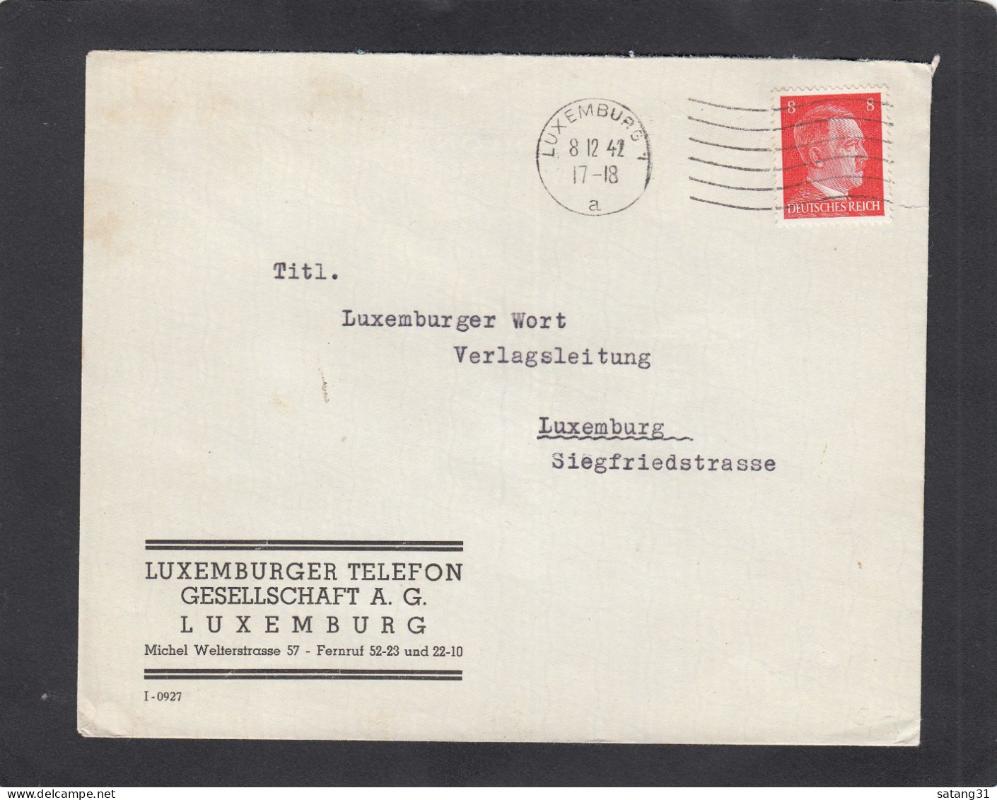 LUXEMBURGER TELEFON GESELLSCHAFT A.G., LUXEMBURG. - 1940-1944 Occupazione Tedesca