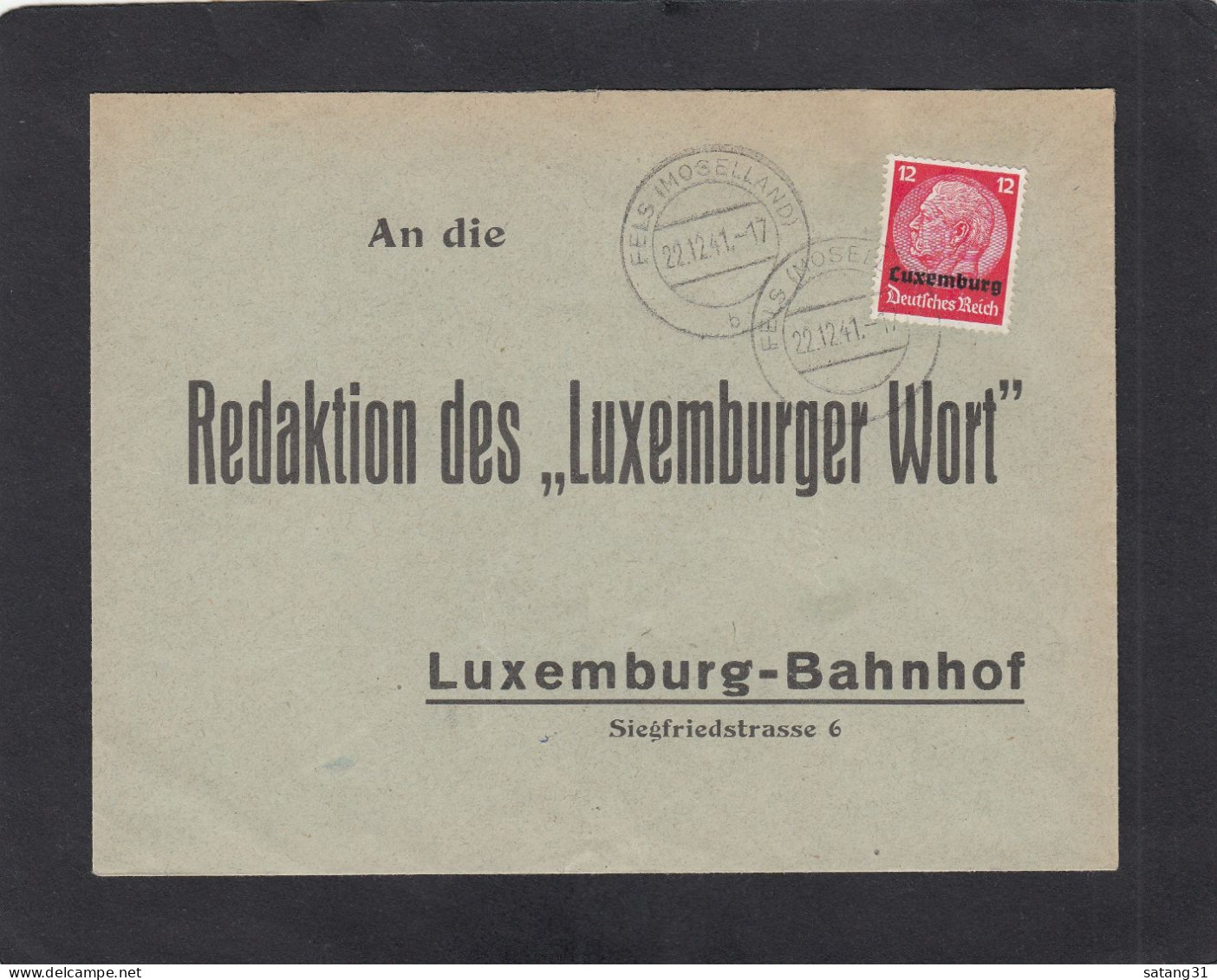 BRIEF AUS FELS AN DIE REDAKTION DES LUXEMBURGER WORT IN LUXEMBURG,1941. - 1940-1944 Occupazione Tedesca