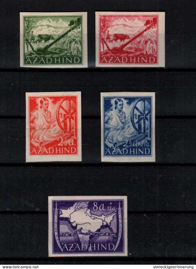 ! Lot Of 8 Stamps, Ausgabe Nationales Indien, 1943, Azad Hind, Propagandaausgaben, National India, 2.WW - Kriegs- Und Propaganda- Fälschungen