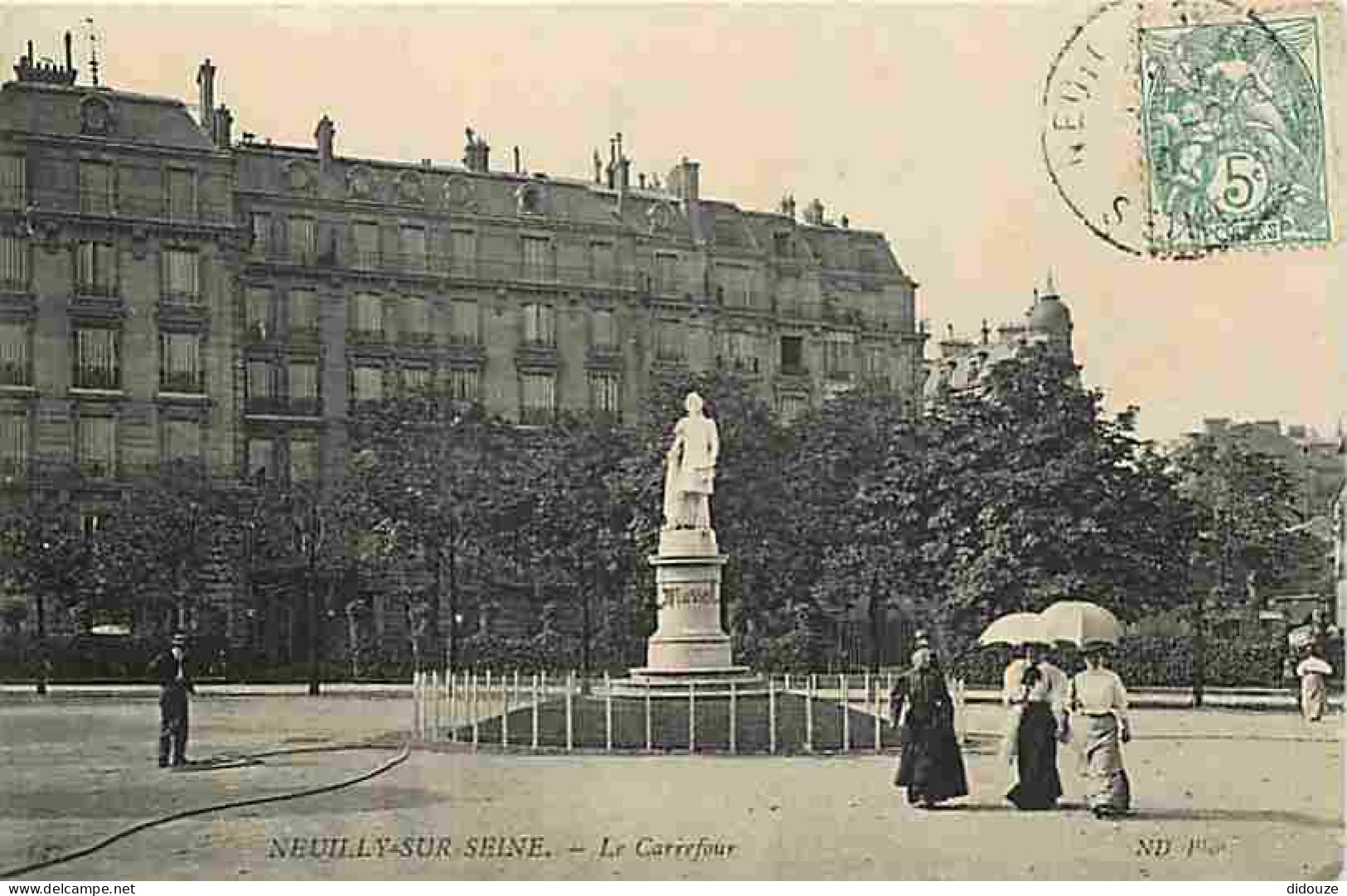 92 - Neuilly Sur Seine - Le Carrefour - Animée - Oblitération Ronde De 1907 - Ombrelles - CPA - Voir Scans Recto-Verso - Neuilly Sur Seine