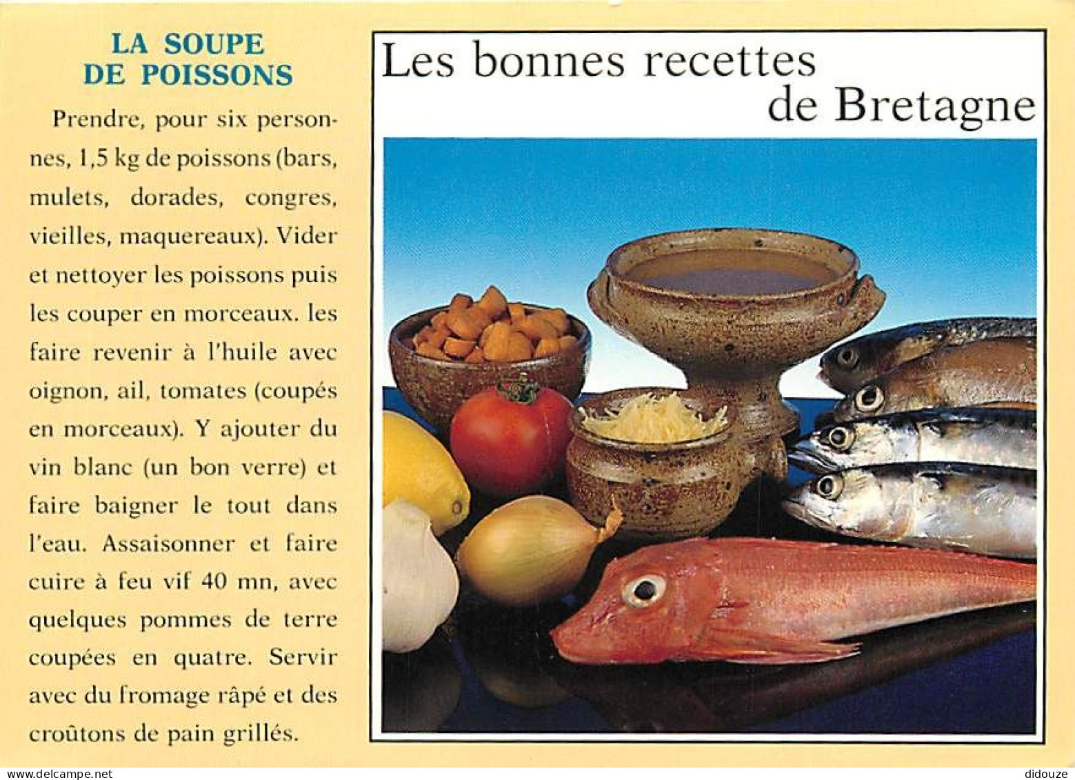 Recettes De Cuisine - Soupe De Poissons - Etat Léger Pli Visible - Gastronomie - CPM - Voir Scans Recto-Verso - Recipes (cooking)