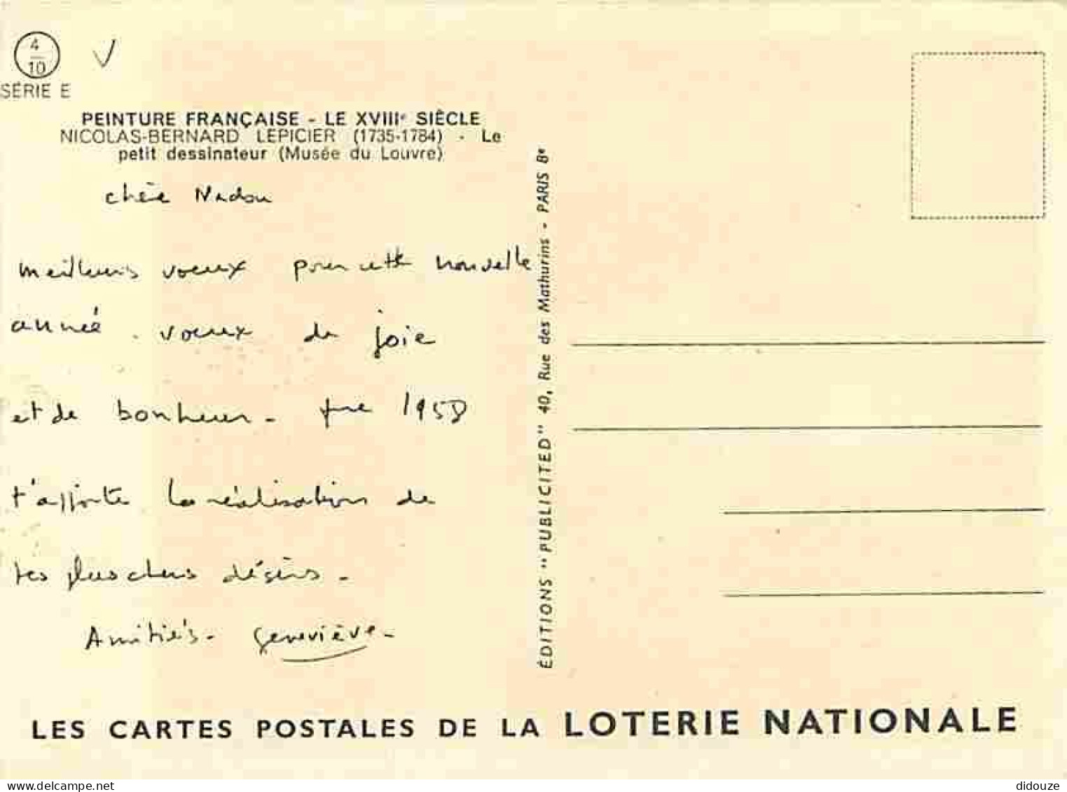 Art - Peinture - Nicolas-Bernard Lepicier - Petit Dessinateur - Carte De La Loterie Nationale - Musée Du Louvres De Pari - Pittura & Quadri