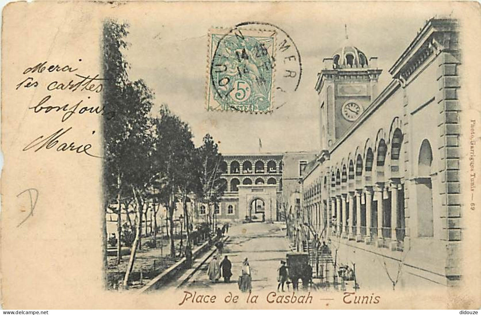 Tunisie - Tunis - Place De La Casbah - Animée - Précurseur - CPA - Oblitération Ronde De 1905 - Etat Gros Pli Visible -  - Tunisia