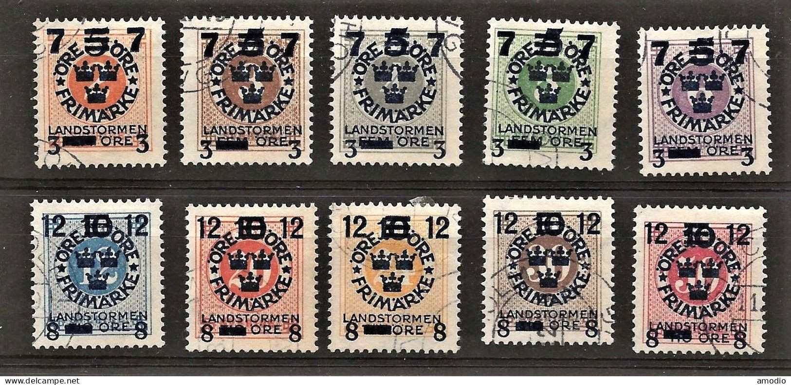 Suède YT 112/121 Surchargé Oblit - Used Stamps