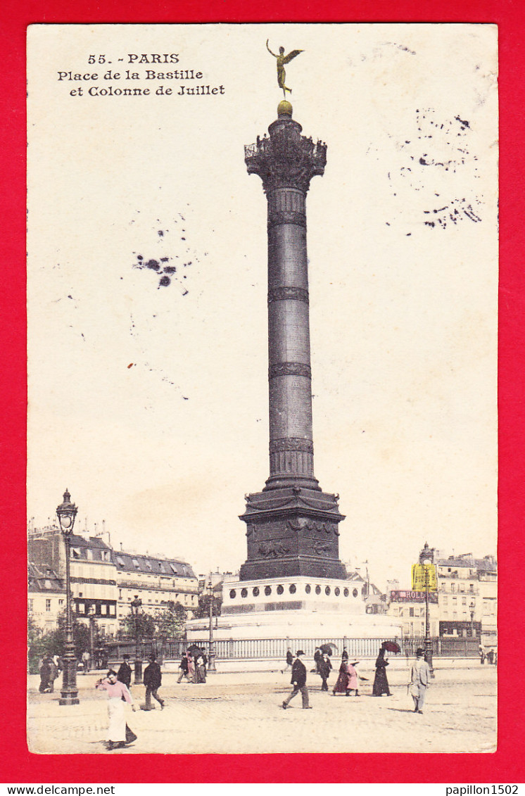 F-75-Paris-506P45 La Place De La Bastille Et La Colonne De Juillet, Animation, Cpa BE - Other Monuments