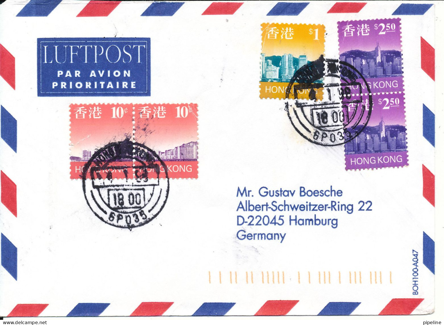 Hong Kong Air Mail Cover Sent To Germany 4-1-1998 - Storia Postale