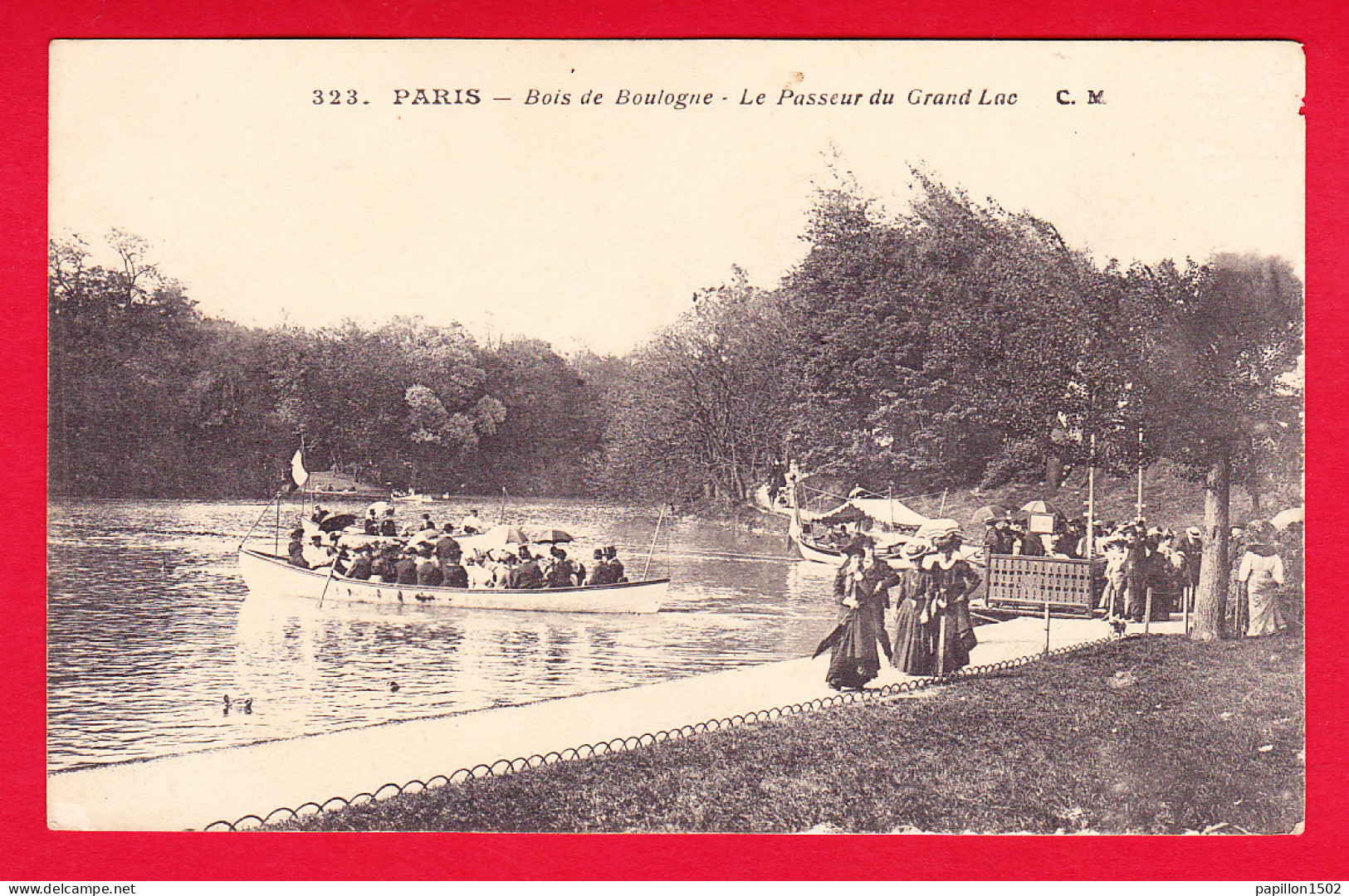 F-75-Paris-516P45 Le Bois De Boulogne, Le Passeur Du Grand Lac, Belle Animation, Cpa BE - Parques, Jardines