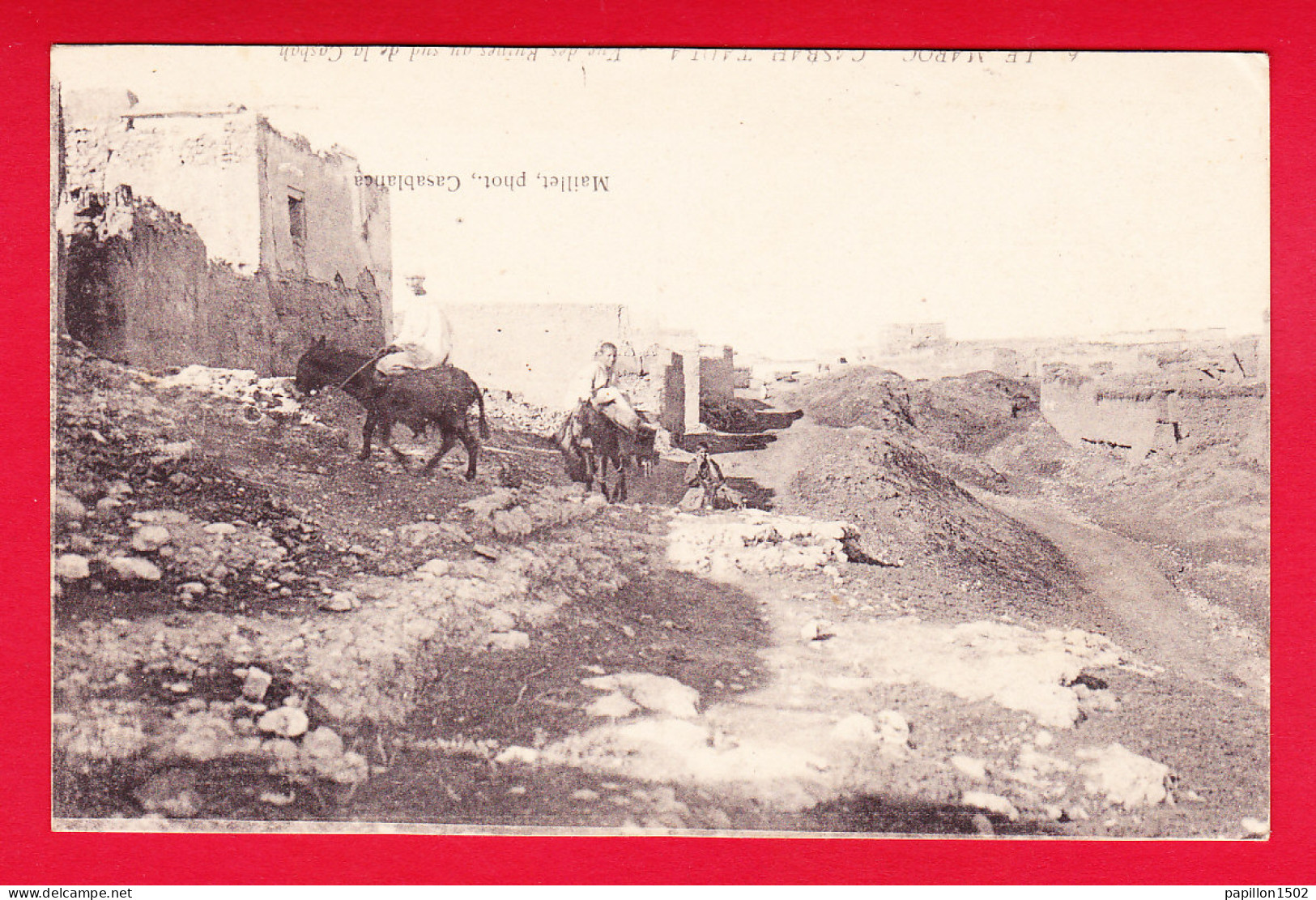 E-Maroc-154P45 CASBAH TABLA, Vue Des Ruines Au Sud De La Casbah, Petite Animation, ânes, Cpa - Altri & Non Classificati