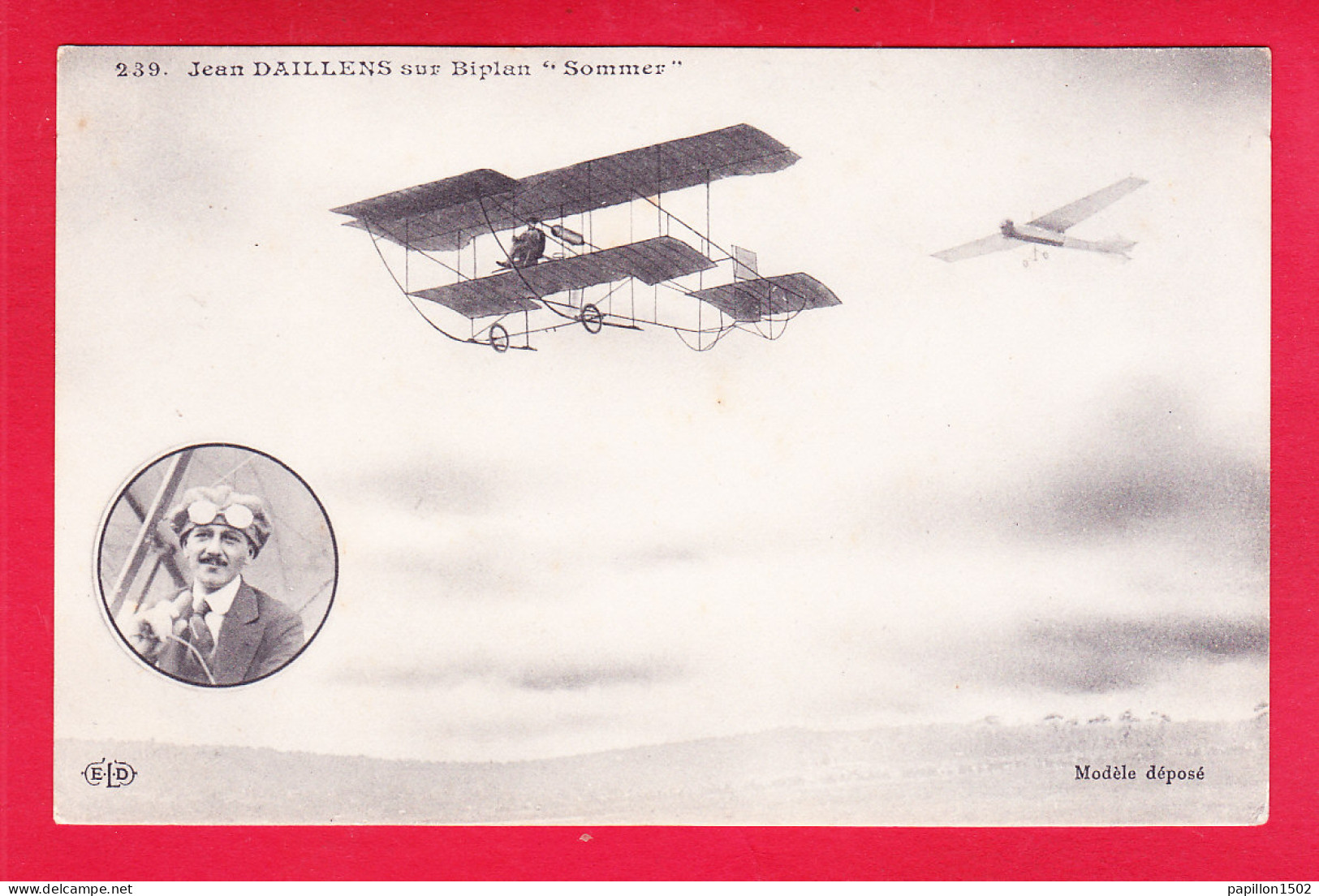 Aviation-302A35  JEAN DAILLENS Sur Biplan ""SOMMER"", Cpa BE - ....-1914: Precursores