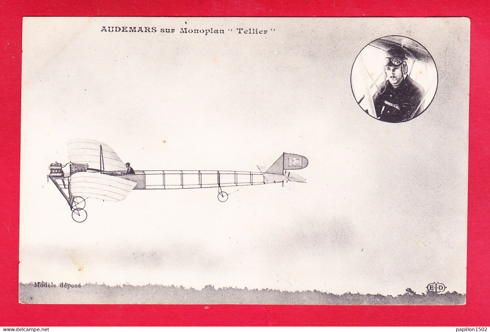 Aviation-304A35  AUDEMARS Sur Monoplan TELLIER, En Médaillon Petite Image De L'aviateur, Cpa BE - ....-1914: Voorlopers