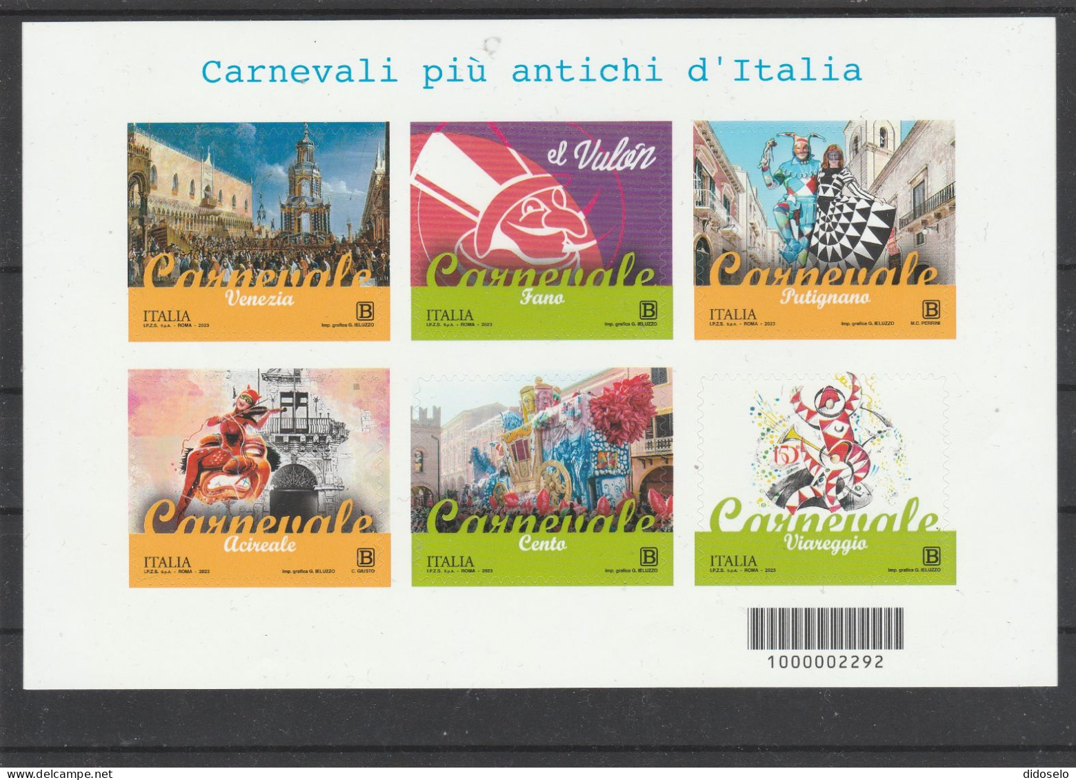 Italy - 2023 - Italian Carnival / S/S / MNH(**) - 2021-...: Mint/hinged