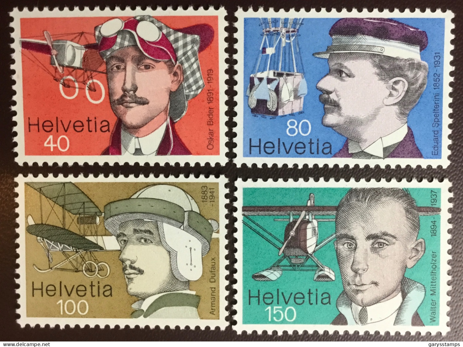 Switzerland 1977 Aviation Pioneers Aircraft MNH - Unused Stamps
