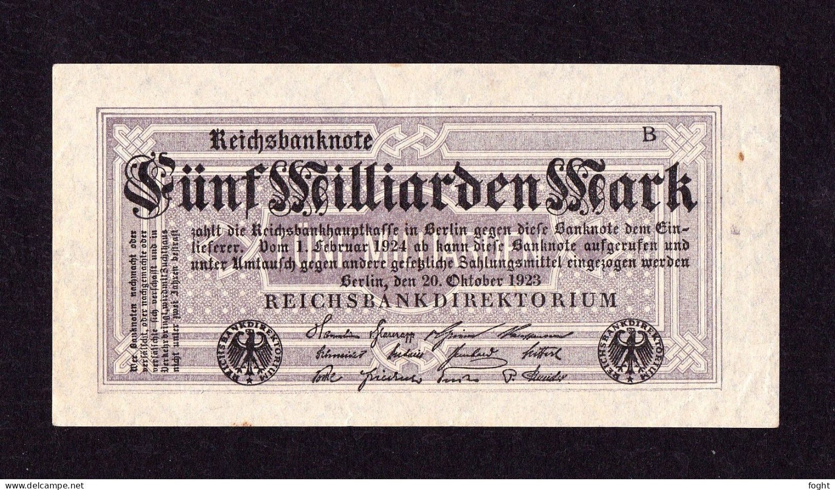 20.10.1923 Germany 5000000000 Mark,P#123B - 5 Milliarden Mark