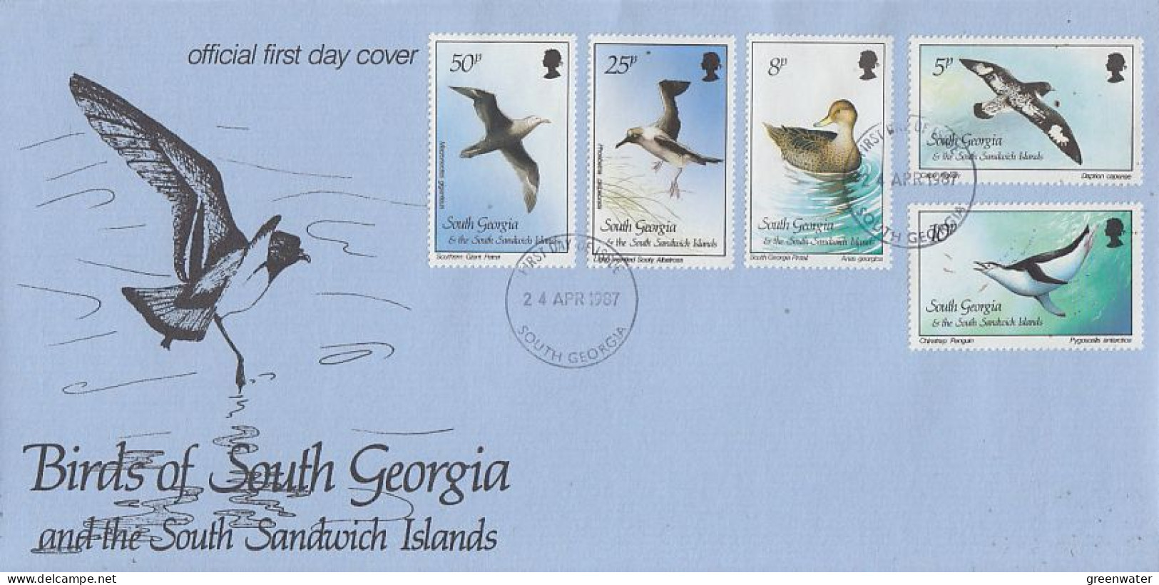 South Georgia 1987 Birds Of South Georgia 15v 3 FDC Ca 24 APR 1987 (GS150) - Südgeorgien