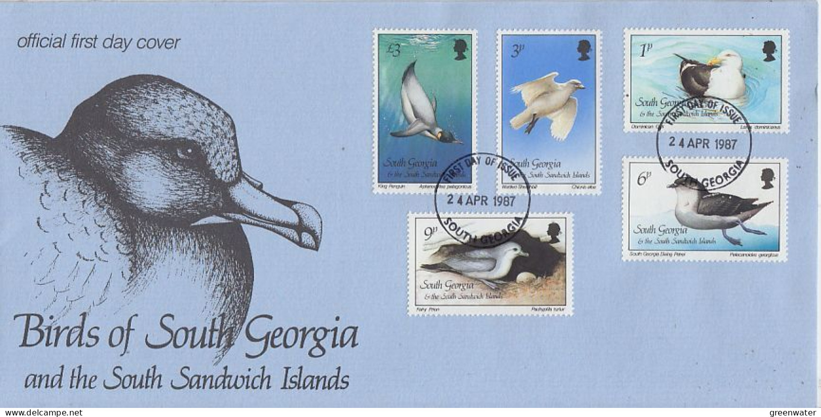 South Georgia 1987 Birds Of South Georgia 15v 3 FDC Ca 24 APR 1987 (GS150) - South Georgia