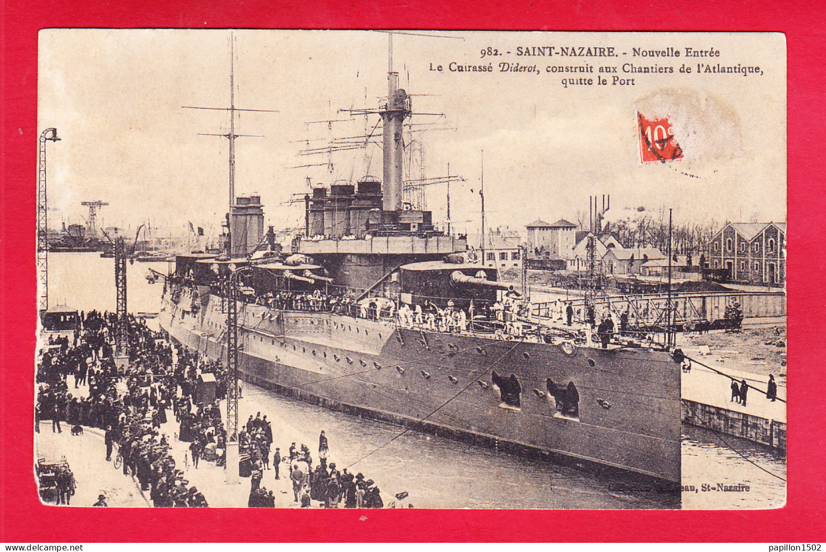 Bateaux-261A15  Saint Nazaire, Nouvelle Entrée, Le Cuirassé DIDEROT, Construit Aux Chantiers Quitte Le Port, Cpa  - Warships