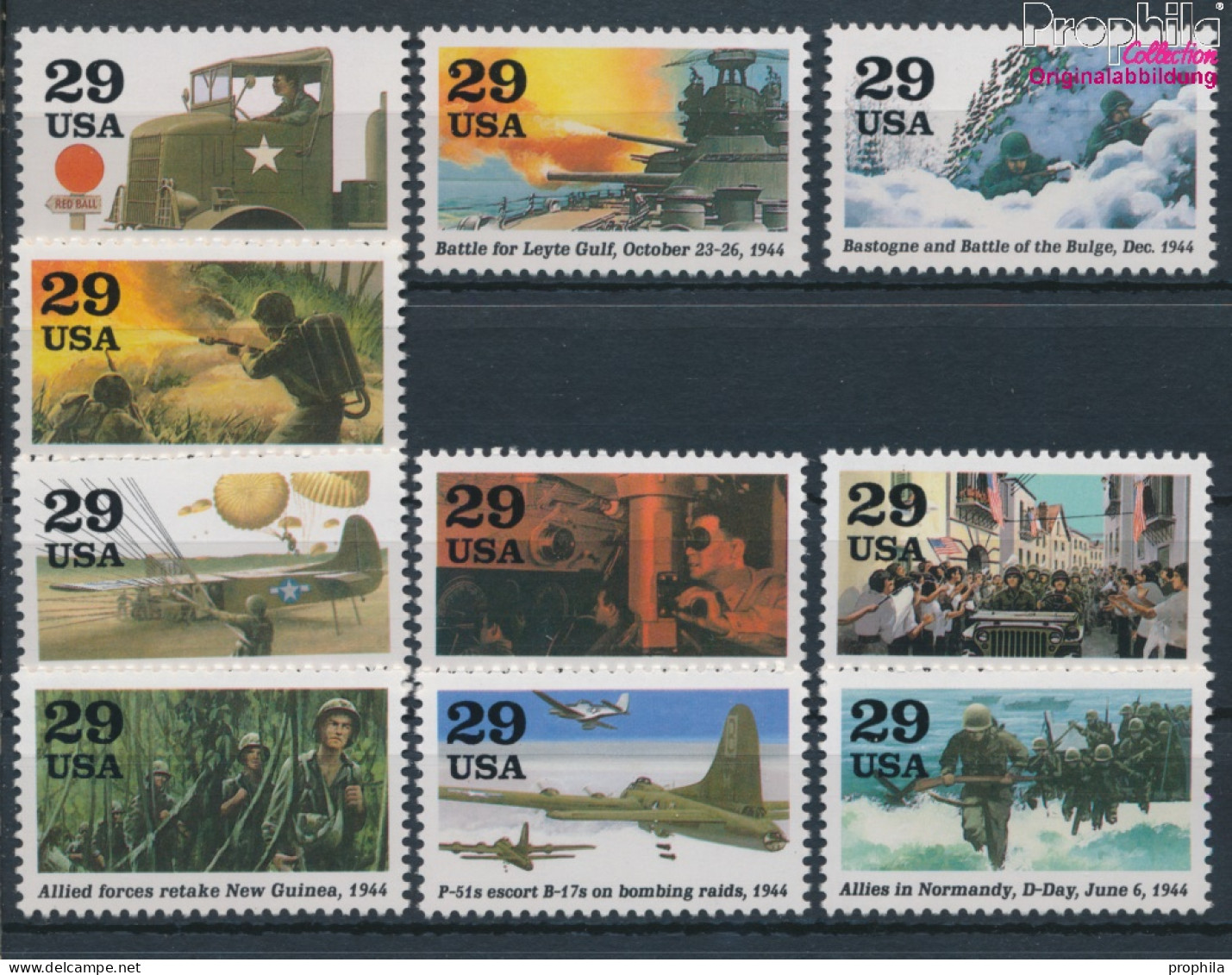 USA 2460-2469 (kompl.Ausg.) Postfrisch 1994 Zweiter Weltkrieg (10348675 - Unused Stamps