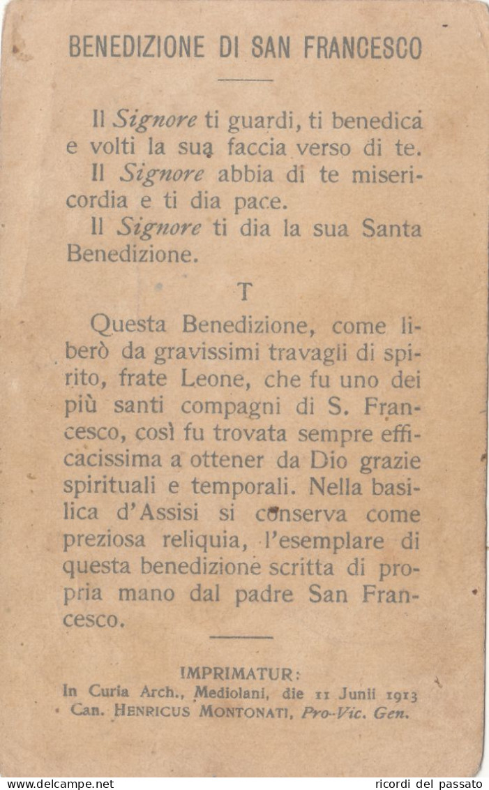 Santino Benedizione Di S.francesco - Devotion Images