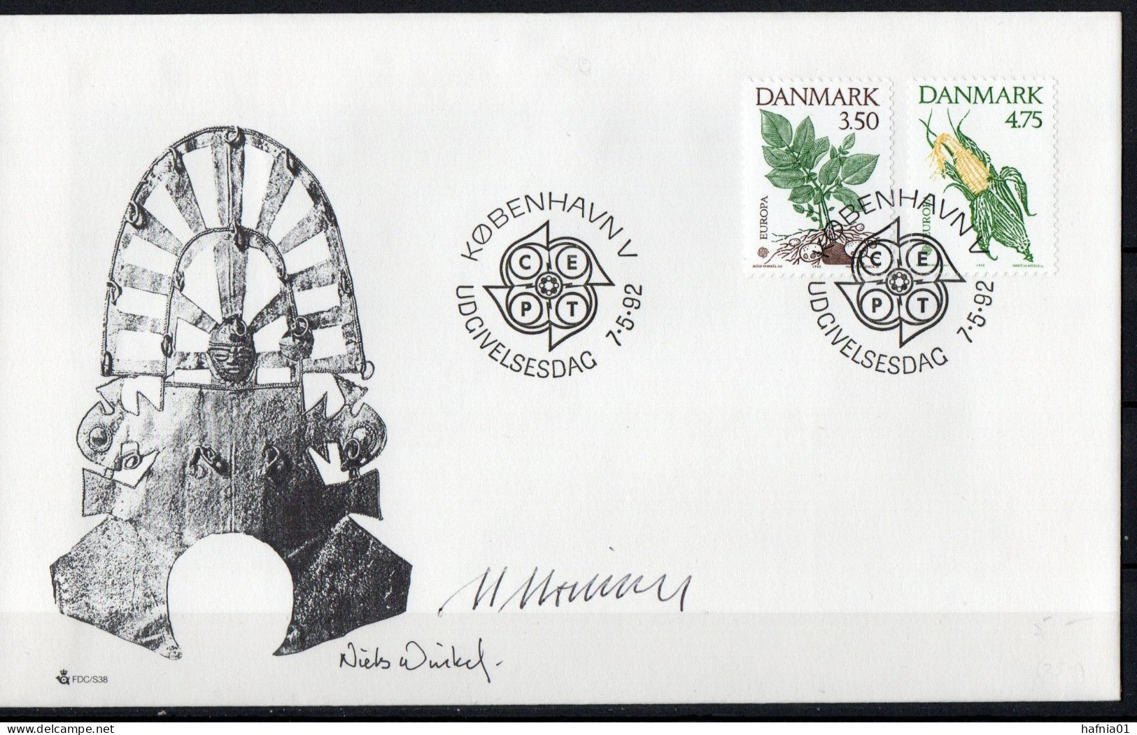 Martin Mörck. Denmark 1992. CEPT. Michel 1025 - 1026 FDC. Signed. - FDC