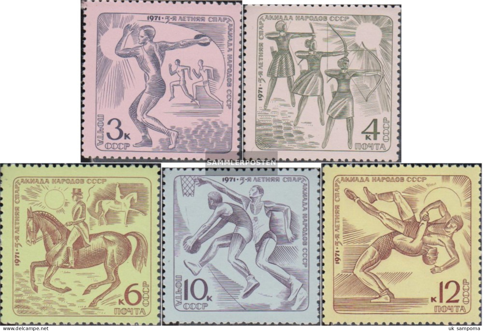Soviet Union 3893-3897 (complete Issue) Unmounted Mint / Never Hinged 1971 Sommersportspartakiade - Unused Stamps
