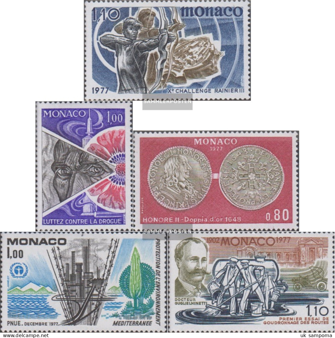 Monaco 1267,1292,1294,1295,1296 (complete Issue) Unmounted Mint / Never Hinged 1977 Archery, DrUgs, Coins U.A. - Nuovi