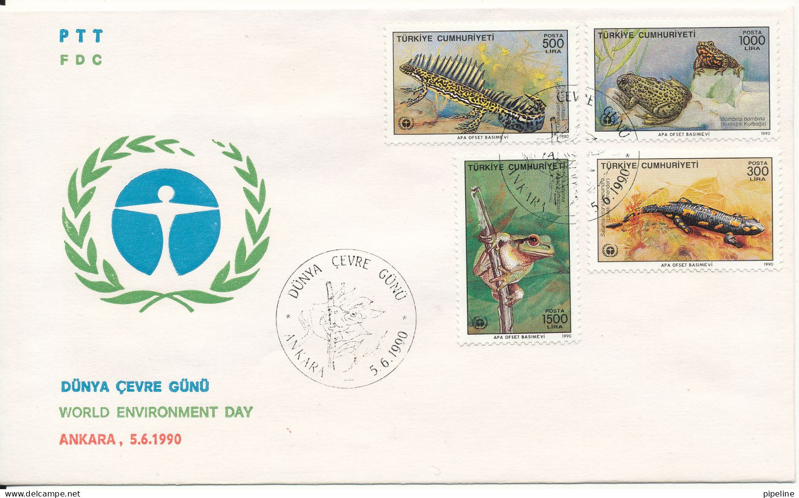 Turkey FDC 5-6-1990 World Environment Day Complete Set Of 4 With Cachet - FDC