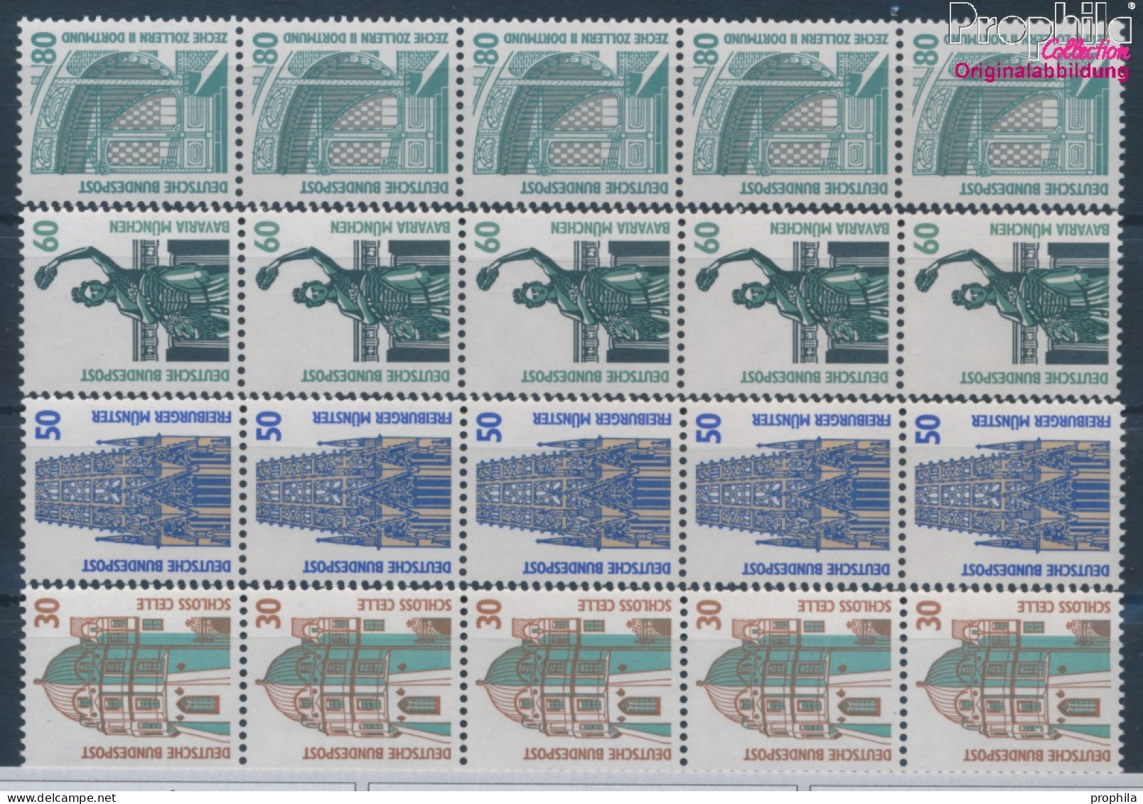 BRD 1339A R I-1342A R I Fünferstreifen Mit Zählnummer (kompl.Ausg.) Postfrisch 1987 Sehenswürdigkeiten (10343246 - Unused Stamps