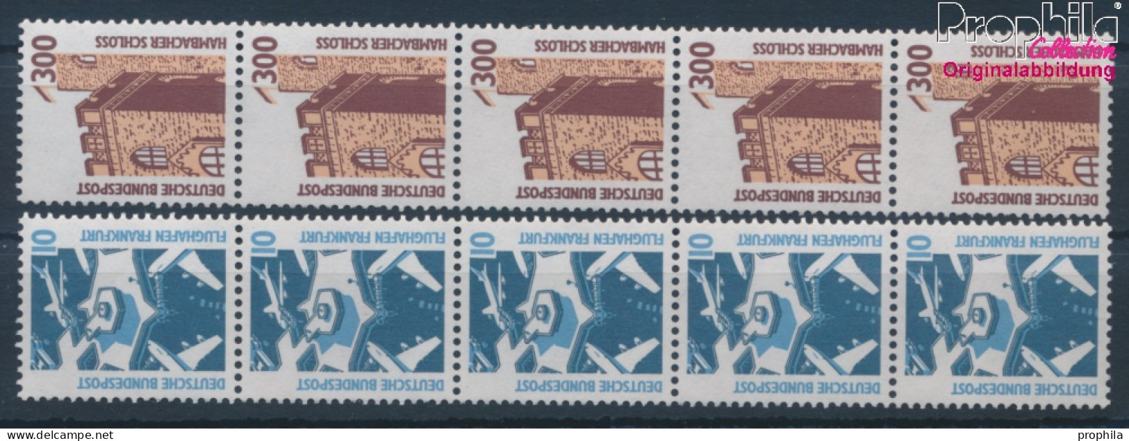 BRD 1347A R I-1348A R I Fünferstreifen Mit Zählnummer (kompl.Ausg.) Postfrisch 1988 Sehenswürdigkeiten (10343253 - Unused Stamps