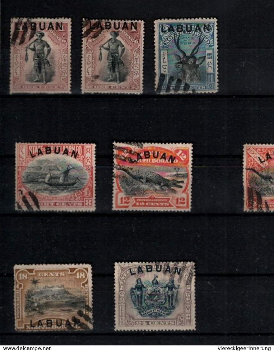 ! Lot Of 13 Old Stamps From Labuan, Malaysia - Other & Unclassified