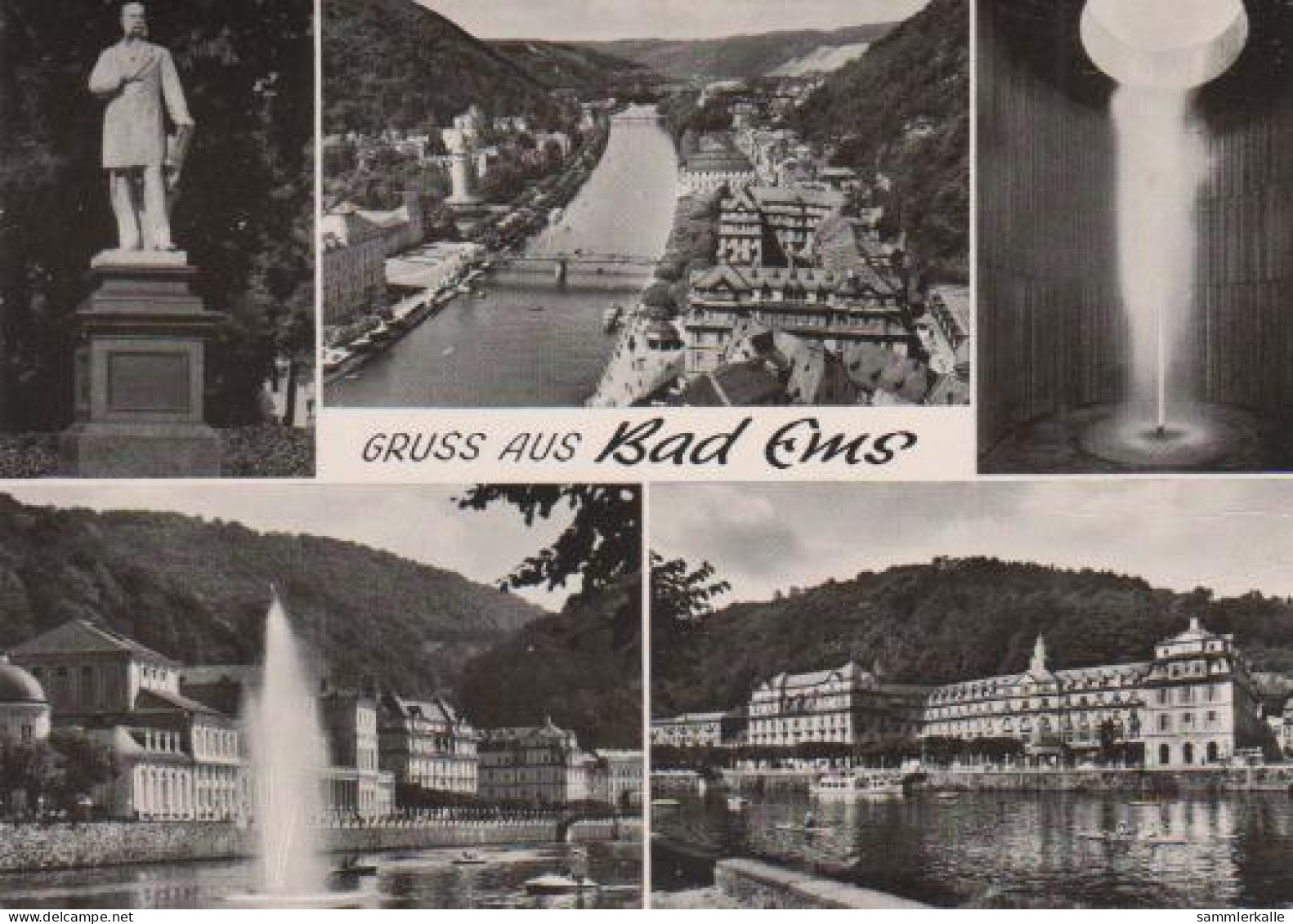 6744 - Bad Ems - Kaiser Wilhelm I., Robert Kampe Sprudel, Fontäne Auf Der Lahn, Staatl. Kurhaus - 1970 - Bad Ems