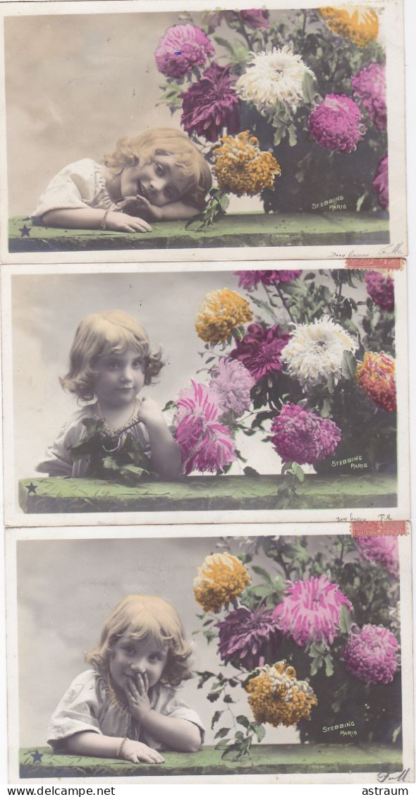 Serie Complete 5 Cpa - Enfant - Petite Fille - Fleur Dalhia - Edi Stebbing  N°837 - Taferelen En Landschappen