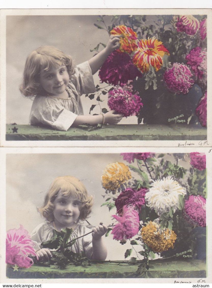 Serie Complete 5 Cpa - Enfant - Petite Fille - Fleur Dalhia - Edi Stebbing  N°837 - Scene & Paesaggi